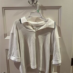 Lululemon White Collared Top with Black Trim